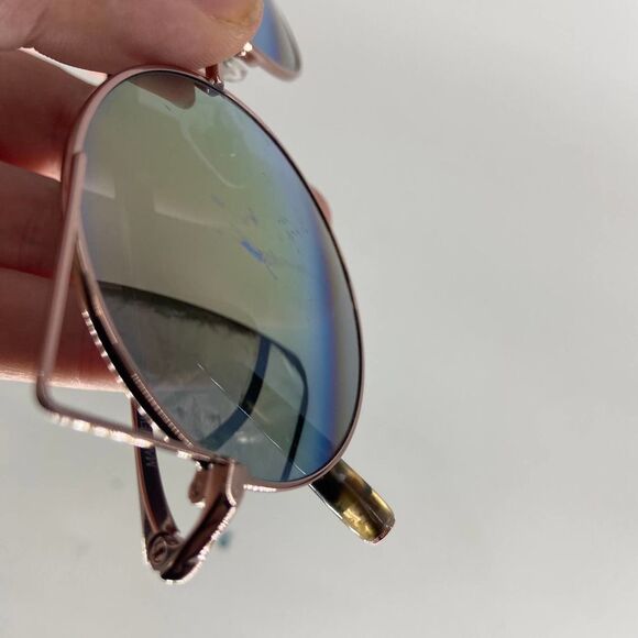 Matthew Williamson Round Mirrored Winged Cat Eye Rose Gold Tone Sunglasses - Picture 7 of 10